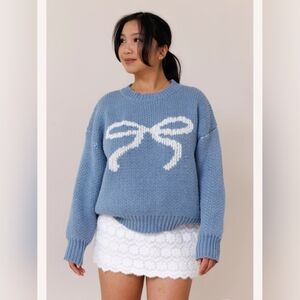 Women's Blue Bow Sweater